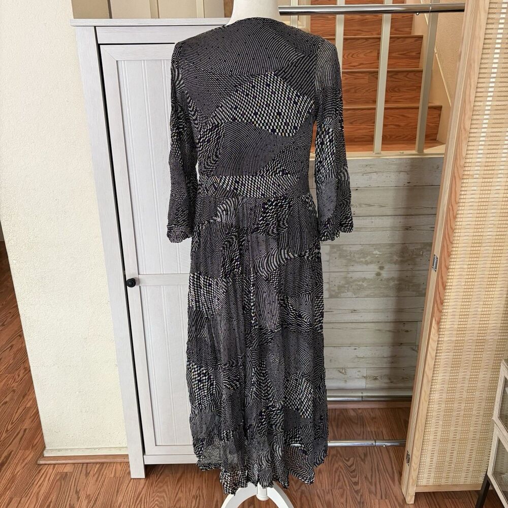 Comfy USA Women's Medium Crinkle Mesh Textured Midi Dress Lagenlook Whimsical - Picture 2 of 10
